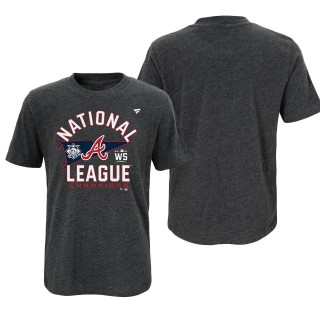 Youth Atlanta Braves Charcoal 2021 National League Champions Locker Room T-Shirt