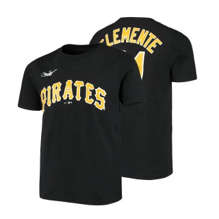Youth Pirates Roberto Clemente Nike Black Cooperstown Collection Player T-Shirt