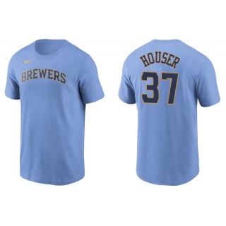 Men's Milwaukee Brewers Adrian Houser Light Blue Name & Number T-Shirt