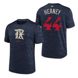 Andrew Heaney Rangers Navy City Connect Velocity Practice Performance T-Shirt