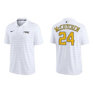 Andrew McCutchen Brewers White 2022 City Connect Authentic Collection Striped Performance Polo