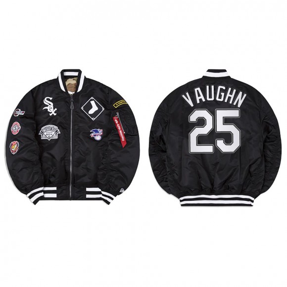 Men's Chicago White Sox Andrew Vaughn Black Alpha Industries Jacket