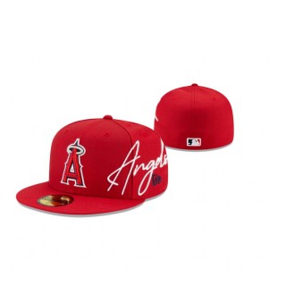 Angels Cursive Red 59FIFTY Fitted Cap