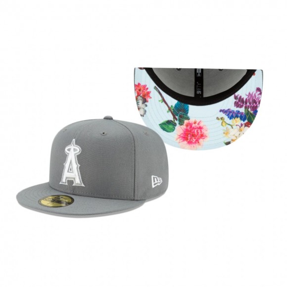 Angels Gray Floral Undervisor 59FIFTY Fitted Hat
