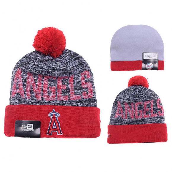 Male Los Angeles Angels Gray Craze Cuffed Knit Hat With Pom