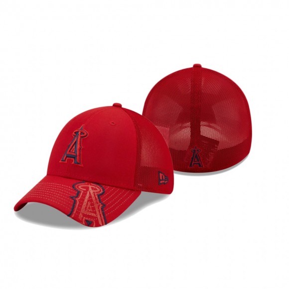 Angels Red Pop Visor Mesh Back Hat