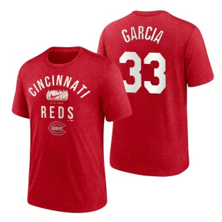 Men's Cincinnati Reds Aramis Garcia Red 2022 Field of Dreams Lockup Tri-Blend T-Shirt