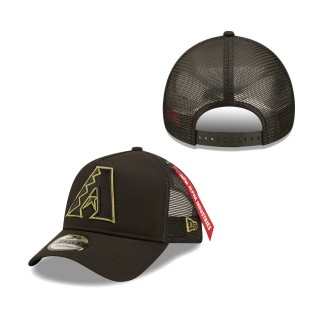 Arizona Diamondbacks x Alpha Industries A-Frame 9FORTY Trucker Snapback Hat Black