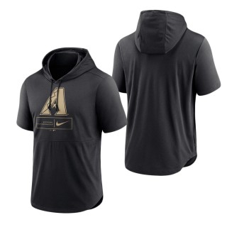 Men's Arizona Diamondbacks Black Logo Lockup Performance Short-Sleeved Pullover Hoodie