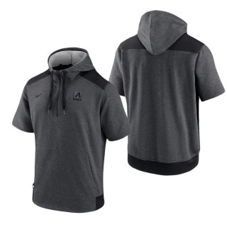 Men's Arizona Diamondbacks Charcoal Black Authentic Collection Dry Flux Performance Quarter-Zip Short Sleeve Hoodie