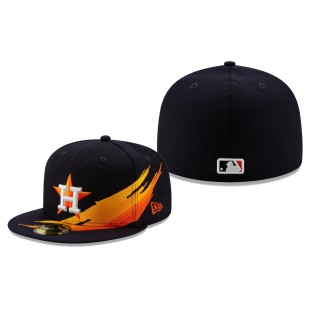 Astros Navy Brush 59FIFTY Fitted Hat