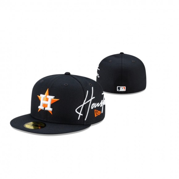 Astros Cursive Navy 59FIFTY Fitted Cap