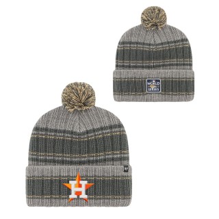 Men's Houston Astros Gray 2022 World Series Rexford Cuffed Knit Hat with Pom