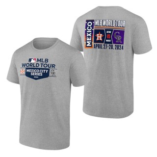 Houston Astros vs. Colorado Rockies Heather Gray 2024 MLB World Tour Mexico City Series Matchup T-Shirt