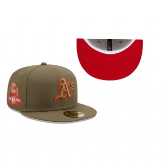 Oakland Athletics Olive 40th Anniversary Scarlet Undervisor 59FIFTY Hat