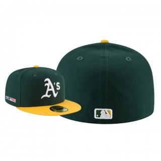 Men's Oakland Athletics Green Yellow MLB 150th Anniversary Patch 59FIFTY Fitted Hat