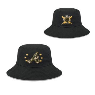 Atlanta Braves Black 2024 Armed Forces Day Bucket Hat