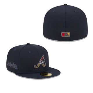 Atlanta Braves Navy Script Fill 59FIFTY Fitted Hat