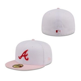 Atlanta Braves White Pink Scarlet Undervisor 59FIFTY Fitted Hat