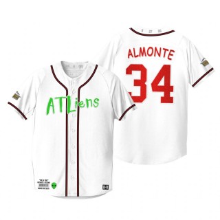 Atlanta Braves Abraham Almonte White 25th Anniversary Outkast Atliens Jersey