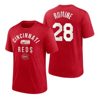 Men's Cincinnati Reds Austin Romine Red 2022 Field of Dreams Lockup Tri-Blend T-Shirt