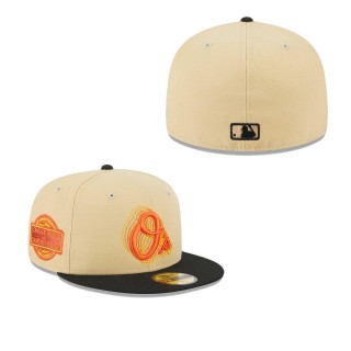 Baltimore Orioles Cream Black MLB NWE Illusion 59FIFTY Fitted Cap