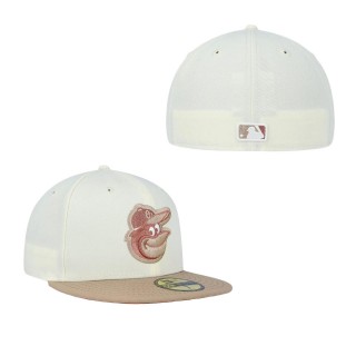 Baltimore Orioles Cream Chrome Camel Rust Undervisor 59FIFTY Fitted Hat