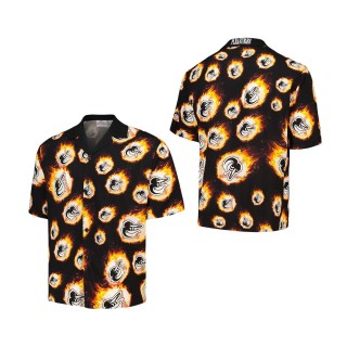 Baltimore Orioles PLEASURES Black Flame Fireball Button-Up Shirt