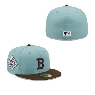 Boston Braves Light Blue Brown Cooperstown Collection 1914 World Series Beach Kiss 59FIFTY Fitted Hat