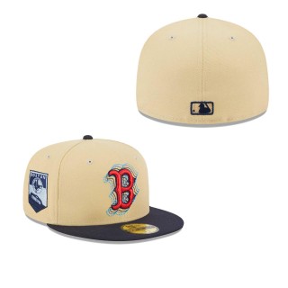 Boston Red Sox Cream Navy MLB NWE Illusion 59FIFTY Fitted Cap