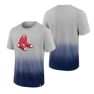 Men's Boston Red Sox Heathered Gray Heathered Navy Iconic Team Ombre Dip-Dye T-Shirt