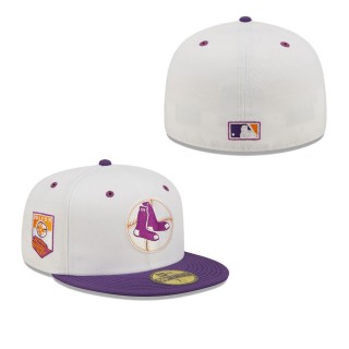Men's Boston Red Sox White Purple Boston Grape Lolli 59FIFTY Fitted Hat