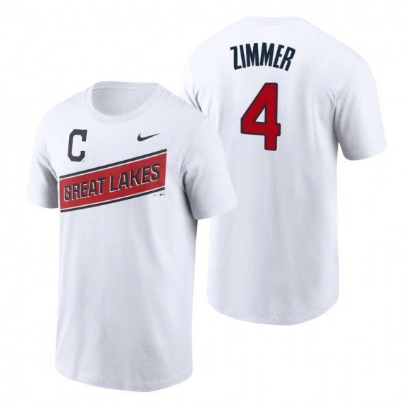Bradley Zimmer Indians 2021 Little League Classic White T-Shirt