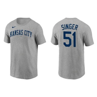Brady Singer Kansas City Royals Gray Team Wordmark T-Shirt