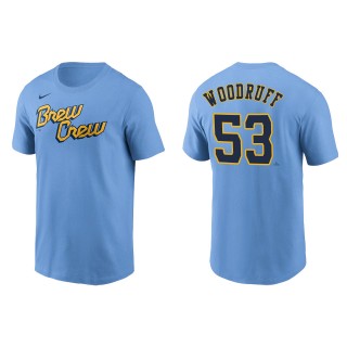 Brandon Woodruff Brewers Powder Blue 2022 City Connect Name & Number T-Shirt