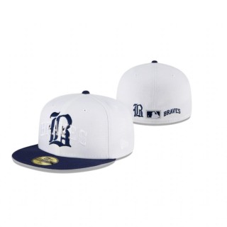 Braves White Double Logo 59Fifty Fitted Hat