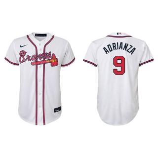 Youth Ehire Adrianza Braves White Replica Home Jersey