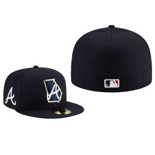 Braves Navy Metal & Thread State 59FIFTY Fitted Hat