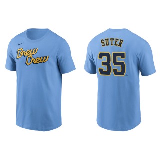 Brent Suter Brewers Powder Blue 2022 City Connect Name & Number T-Shirt