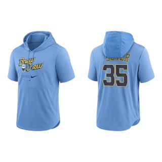 Brent Suter Brewers Powder Blue 2022 City Connect Short Sleeve Pullover Hoodie