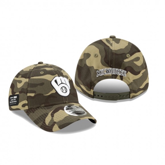 Milwaukee Brewers Camo 2021 Armed Forces Day 9FORTY Adjustable Hat