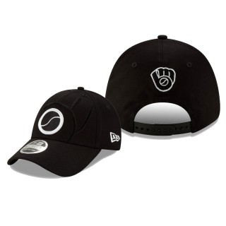Milwaukee Brewers Black Elements Monochrome Logo Stretch Snapback 9FORTY Adjustable Hat