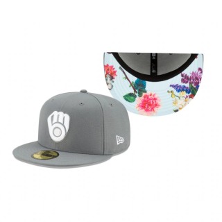 Brewers Gray Floral Undervisor 59FIFTY Fitted Hat