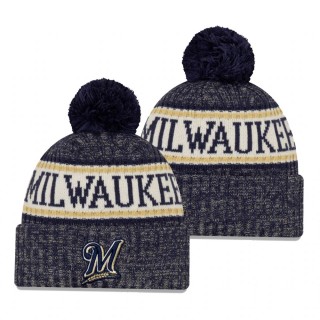 Milwaukee Brewers Navy Primary Logo Sport Cuffed Knit Hat with Pom