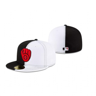 Brewers Split Crown Black White 59Fifty Fitted Hat