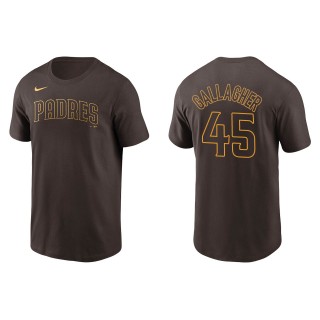 Men's San Diego Padres Cam Gallagher Brown Name & Number T-Shirt