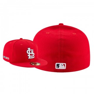 Men's St. Louis Cardinals Red MLB 150th Anniversary Patch 59FIFTY Fitted Hat