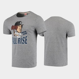 New York Yankees Aaron Judge Homage Caricature Charcoal Tri-Blend T-Shirt Men's