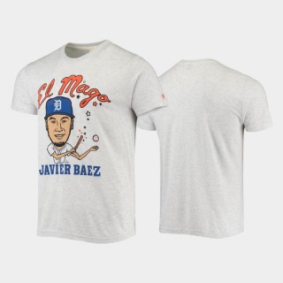 Detroit Tigers Javier Baez Homage Caricature Gray Tri-Blend T-Shirt Men's