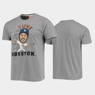 Houston Astros Jose Altuve Homage Caricature Gray Tri-Blend T-Shirt Men's